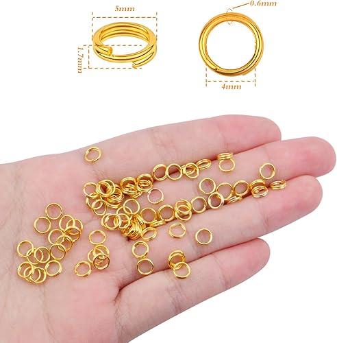 Vista 37 de Aylifu 200 anillos de metal divididos, anillos de salto de doble bucle chapados en níquel de 0.63 pulgadas, pequeños anillos de llavero de cristal