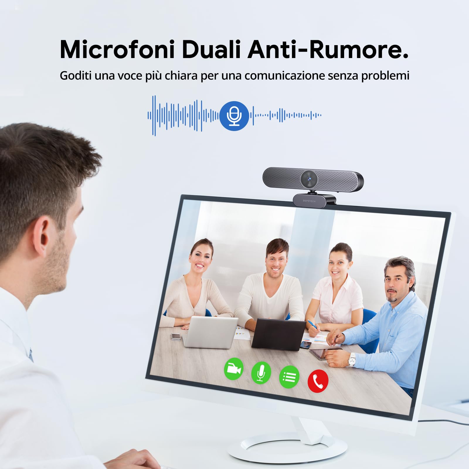 DEPSTECH DW50 Pro Webcam 4K, Zoom Ottico 3X Webcam PC con Doppio Microfono e Telecomando, Microfoni con Cancellazione del Rumore, Auto-Focus, Telecamera PC per Riunioni, Conferenze, Live
