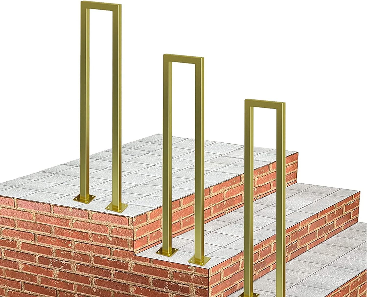 Transitional Handrail for Outdoor Steps Wrought Iron Stair Railing for Indoor Steps Gold Professional Handrail Fits 1 Steps Decking Railings (Size : 55cm(1.8ft)) (75cm(2.5ft))