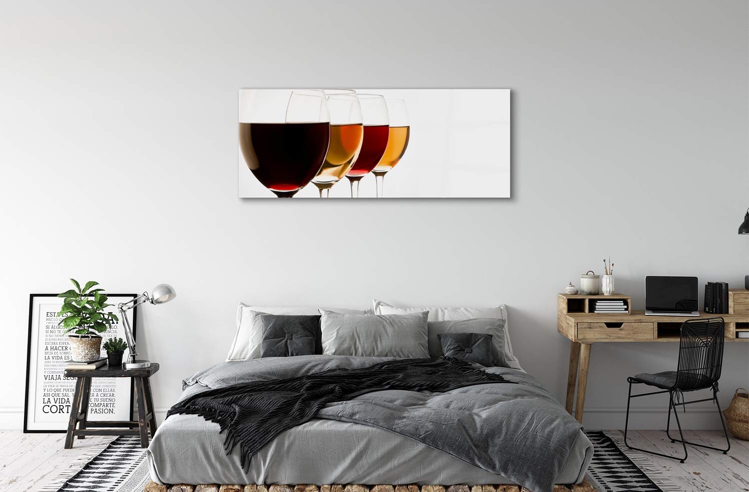 Tulup Cuadro de Cristal 125x50cm Impresa Decoración De Pared Mural - Vino Copas de Vino