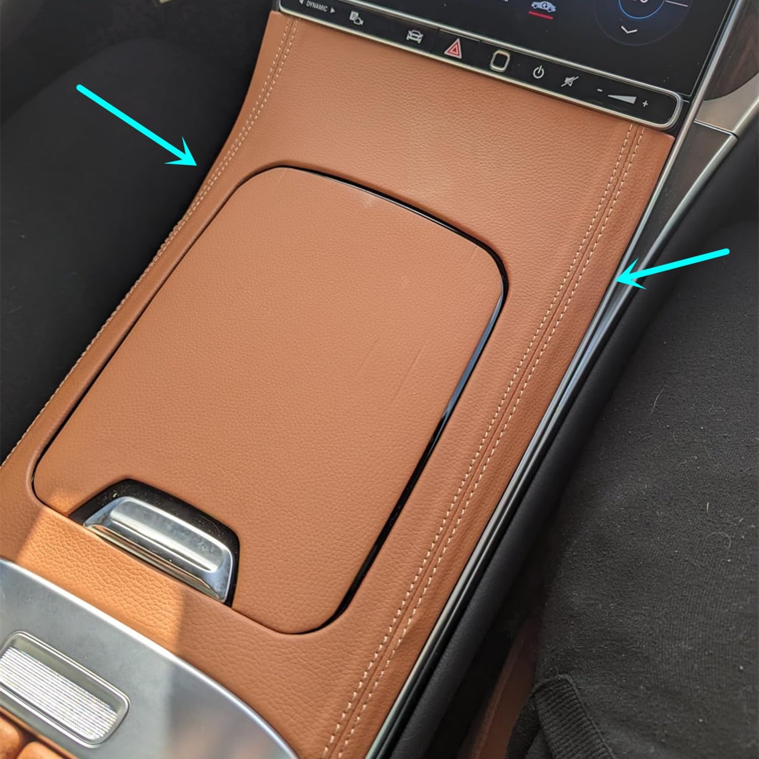 Center Console Gear Shift Storage Panel Cover Fit for Mercedes-Benz GLC Coupe X254 C254 260 300 GLC43 AMG 2024 2025 (Black Leather)