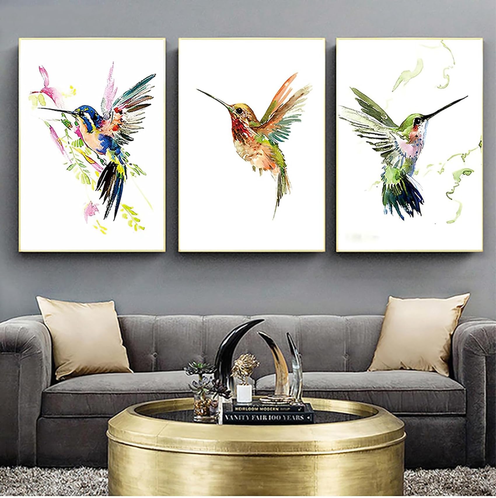 Abstrakter Leinwanddruck 'Libelle & Vogel' – 30,5x40,6 Cm, Gerahmt, Moderne Wandkunst Für Wohnzimmer & Mehr