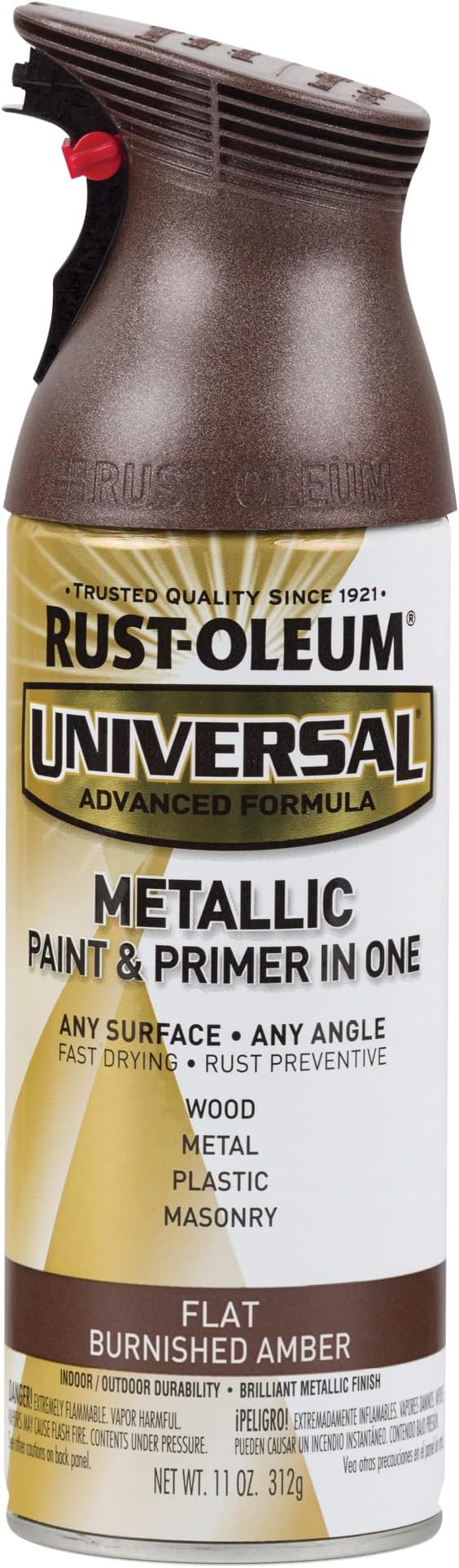 271472 Universal All Surface Metallic Spray Paint, 11 oz, Flat Burnished Amber
