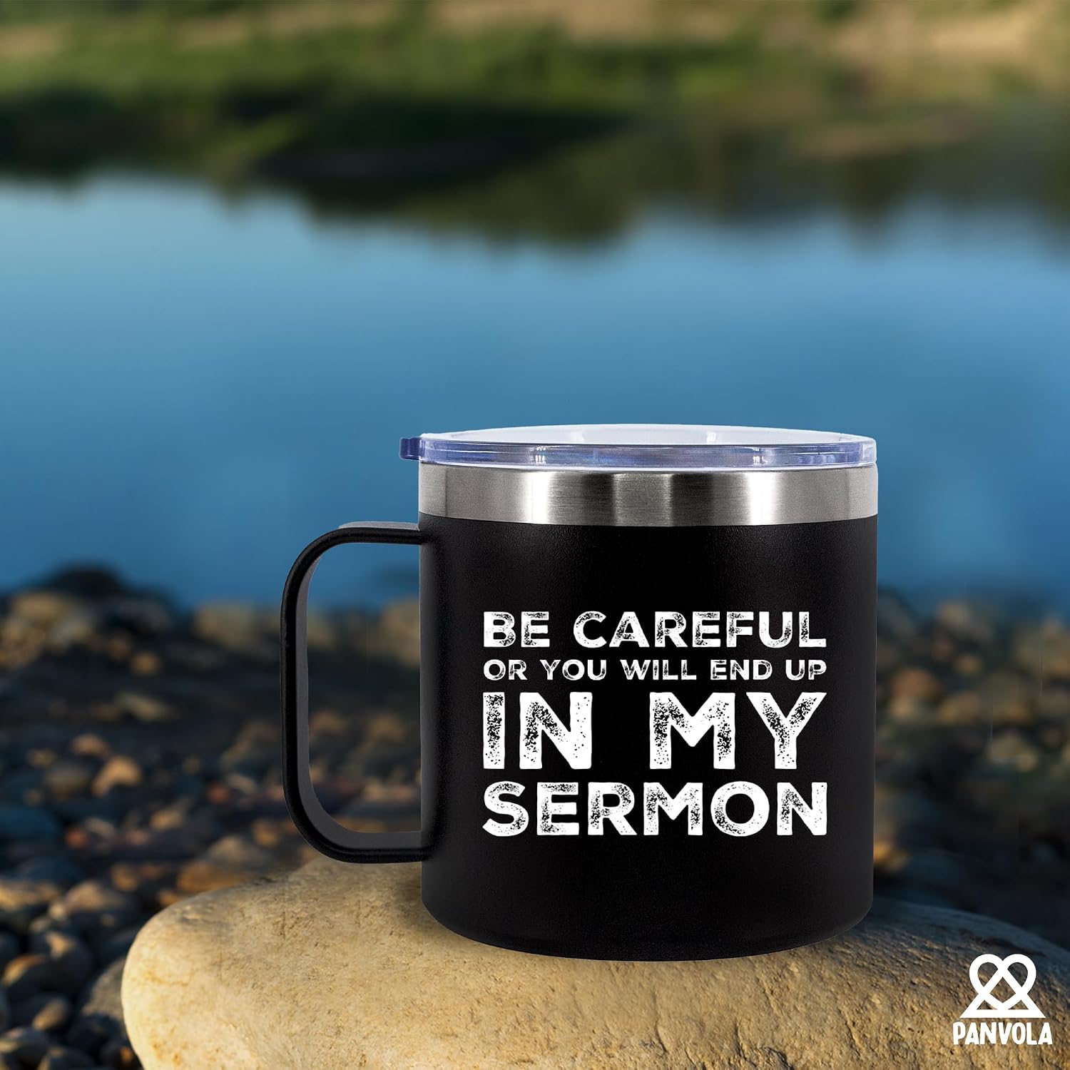 Panvola Be Careful Or You'll End Up In My Sermon Insulated Coffee Mug 14oz With Handle And Lid Pastor Gifts Minister Sarcastic 304 Stainless Steel Vacuum Insulated Tumbler Camping Travel Cup