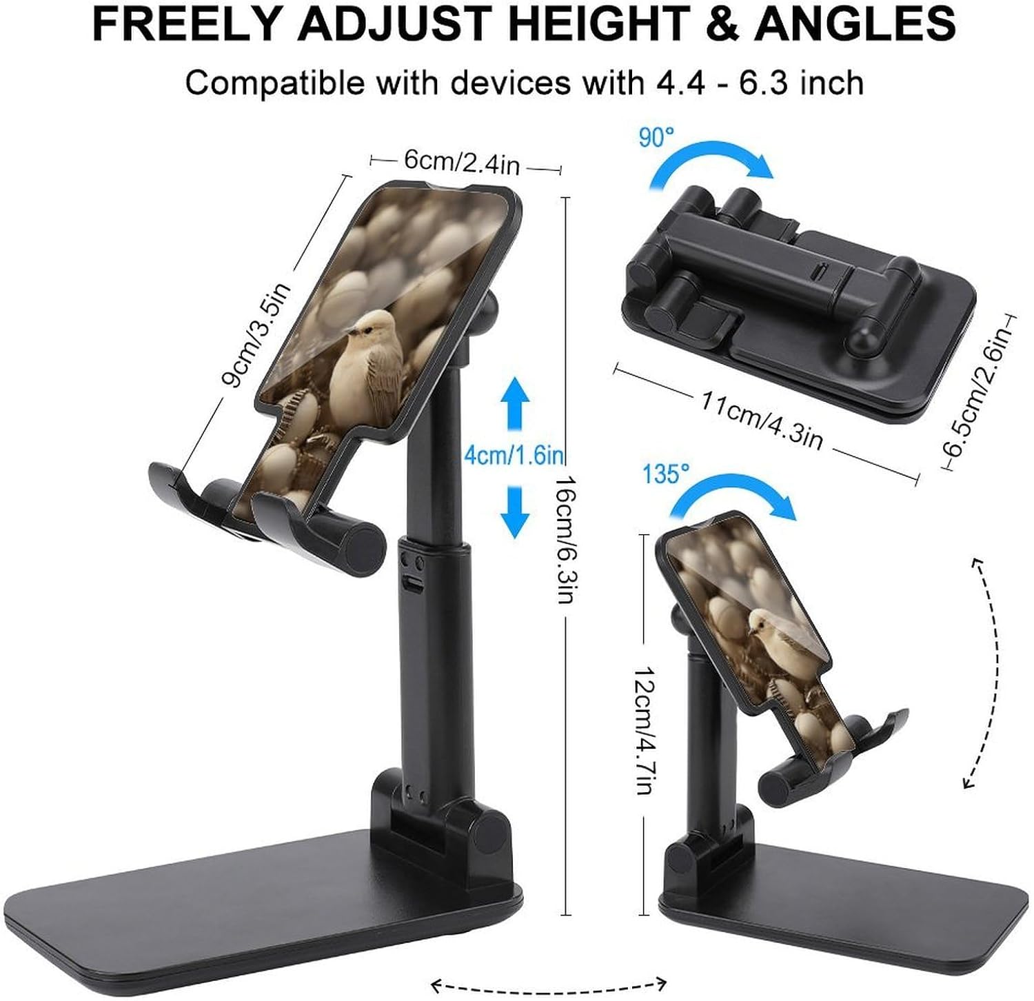 A White Bird Foldable Phone Stand for Desk Taller Stand image 2