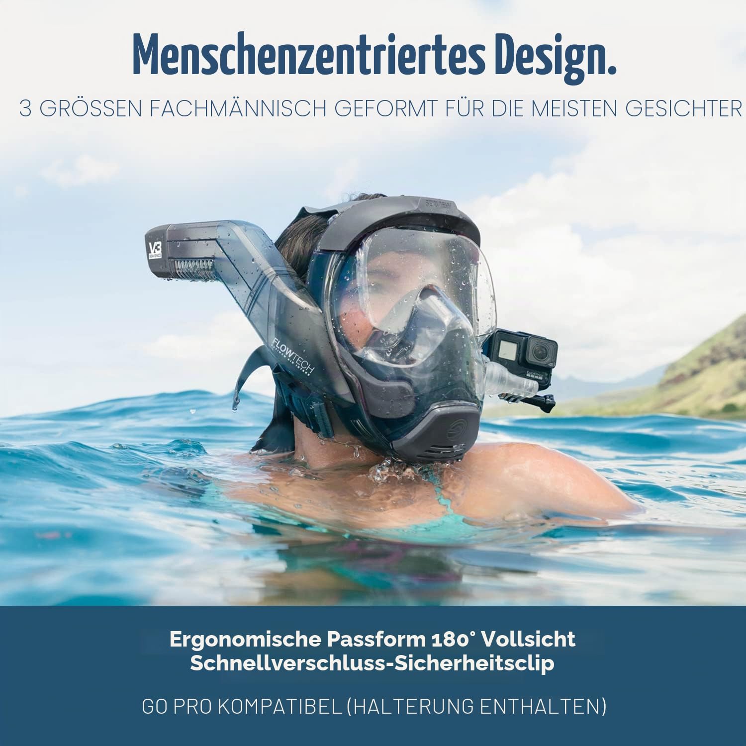 Seaview 180 V3 Vollgesichts-Schnorchelmaske - Schnorchelausrüstung für Erwachsene