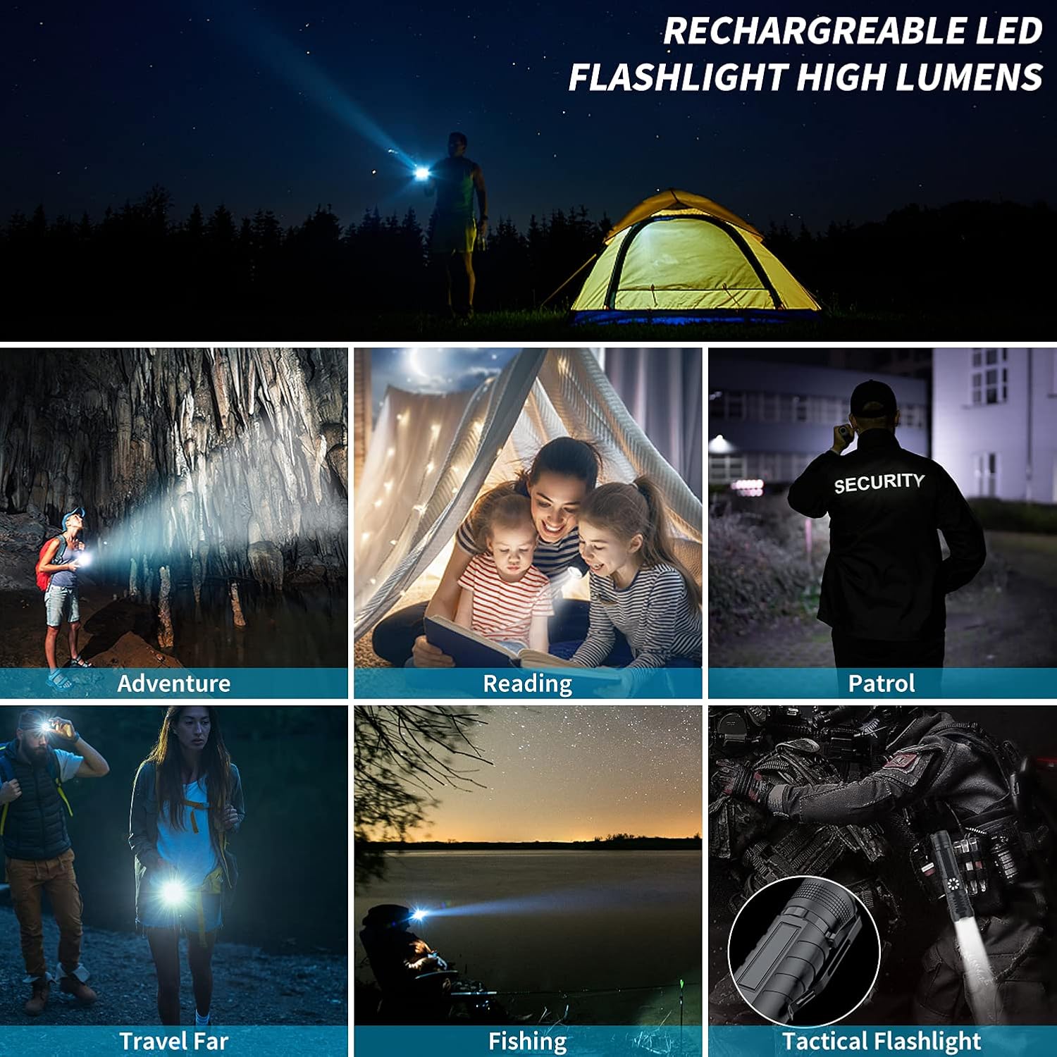 Rechargeable Tactical Flashlights Brightest Flashlight Image
