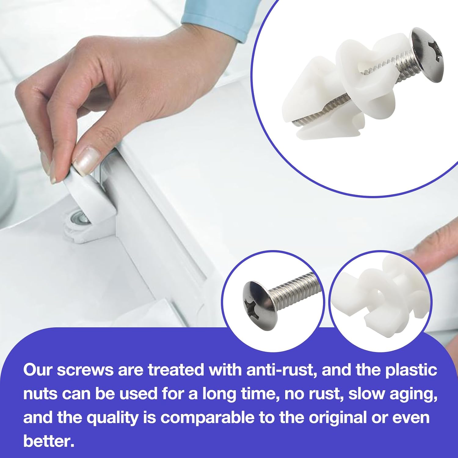 Toilet Seat Bolts for Kohler 1239016 Hardware Pack, for Kohler Toilet Seat Parts Replacement