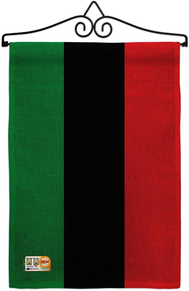Americana Home & Garden GS140001-DB African American Burlap Flags of The World Nationality Impressions Decorative Vertical 13" x 18.5" Double Sided Flag Set Metal Pole Hardware