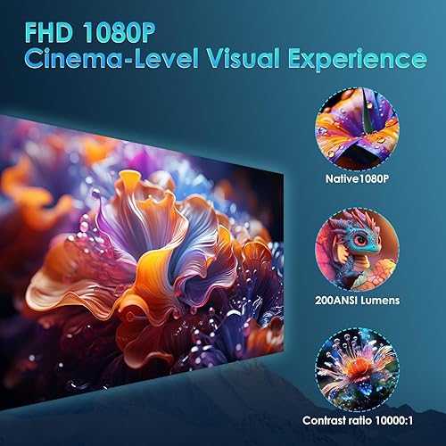 Miniatura 2 de Enfoque automáticocorto alcance Proyector inteligente con aplicaciones integradas, WiFi 5G y Bluetooth 5.4, proyectores nativos 1080P, proyector de