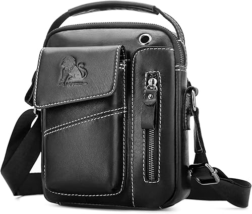 BAIGIO Bolso de hombro pequeño de cuero para hombre, bolsa de mensajero, bolsa cruzada, bolso para hombre, bolso para viaje, negocios, trabajo
