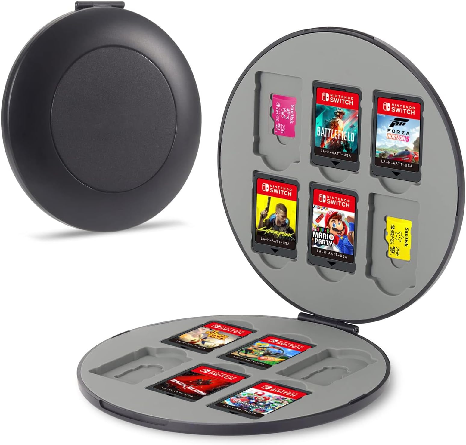 Exceforefor Nintendo Switch Game Case - Switch Game Holder for Nintendo Switch Cartridge Case with 12 Game Card Slots & 12 Micro SD Card Slots, Switch Card Case- Hard Shell, Silicone Lining, Black