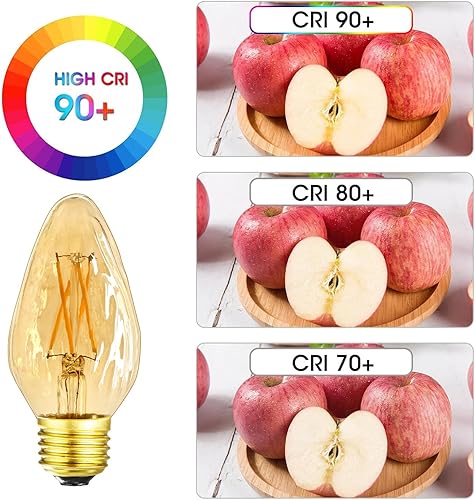 Miniatura 10 de Leools Bombilla LED E26 regulable de 6 W igual a 60 W, bombilla LED Edison vintage AC120V 3000K blanco suave F15 bombilla LED para ventilador de