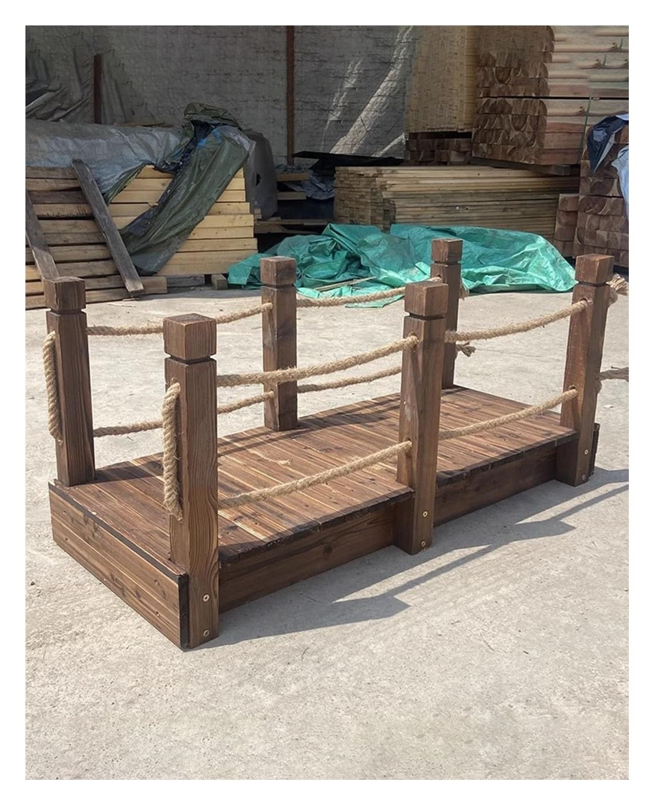 Wooden Garden Bridge, Wood Garden Bridge, Wood Small Garden Bridge Decor, Carbonized Walking Bridge for Yard Lawn, Patio Shed Walkway Footbridge(Width 80cm (31 1/2"))
