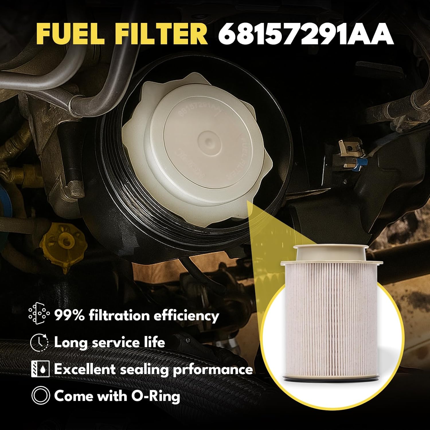 6.7L Cummins Fuel Filter Water Separator and Oil Filter Set, Compatible with 2013-2018 Dodge Ram 2500 3500 4500 5500, Replaces# 68197867AA, 68157291AA, 5083285AA