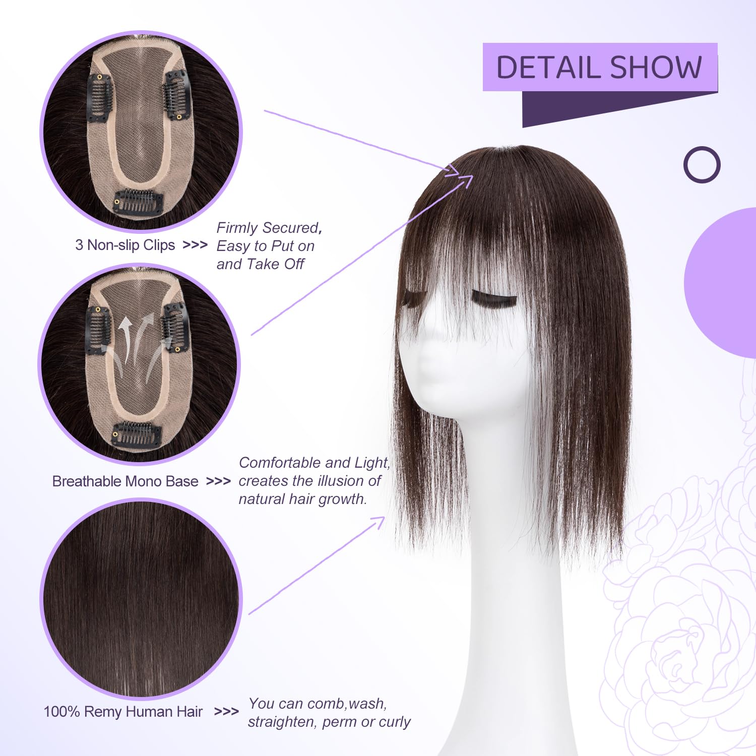 Amazon.com : JIAJIA Hair Toppers For Women Real Human Hair 