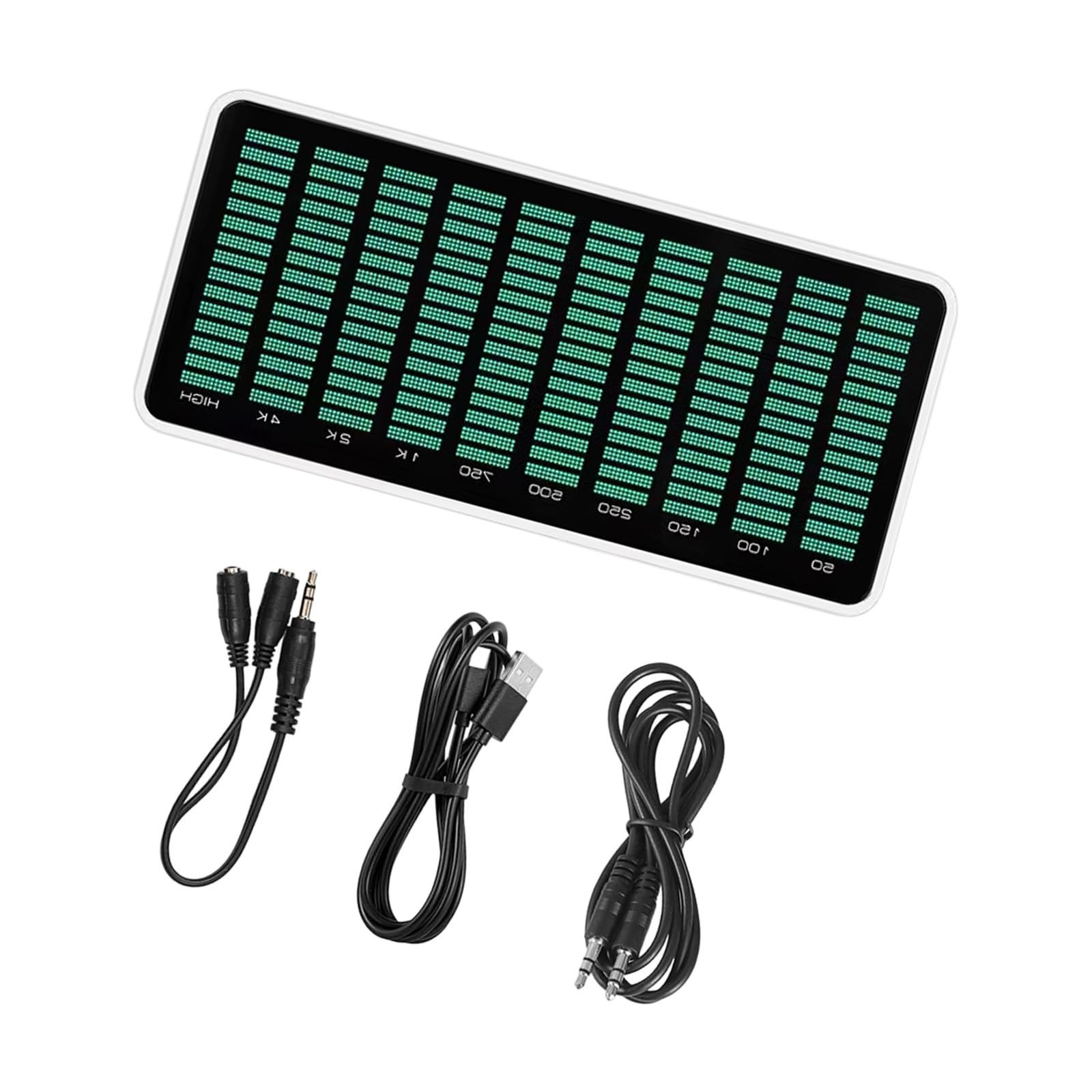 Spectrum Analyzers 50Hz-20KHz Band Double Signals Input and Customizable Curved Mode for Engineers Metal Glass Spectrum Analyzers Double Input Gains Adjustable for Music Production Gaming