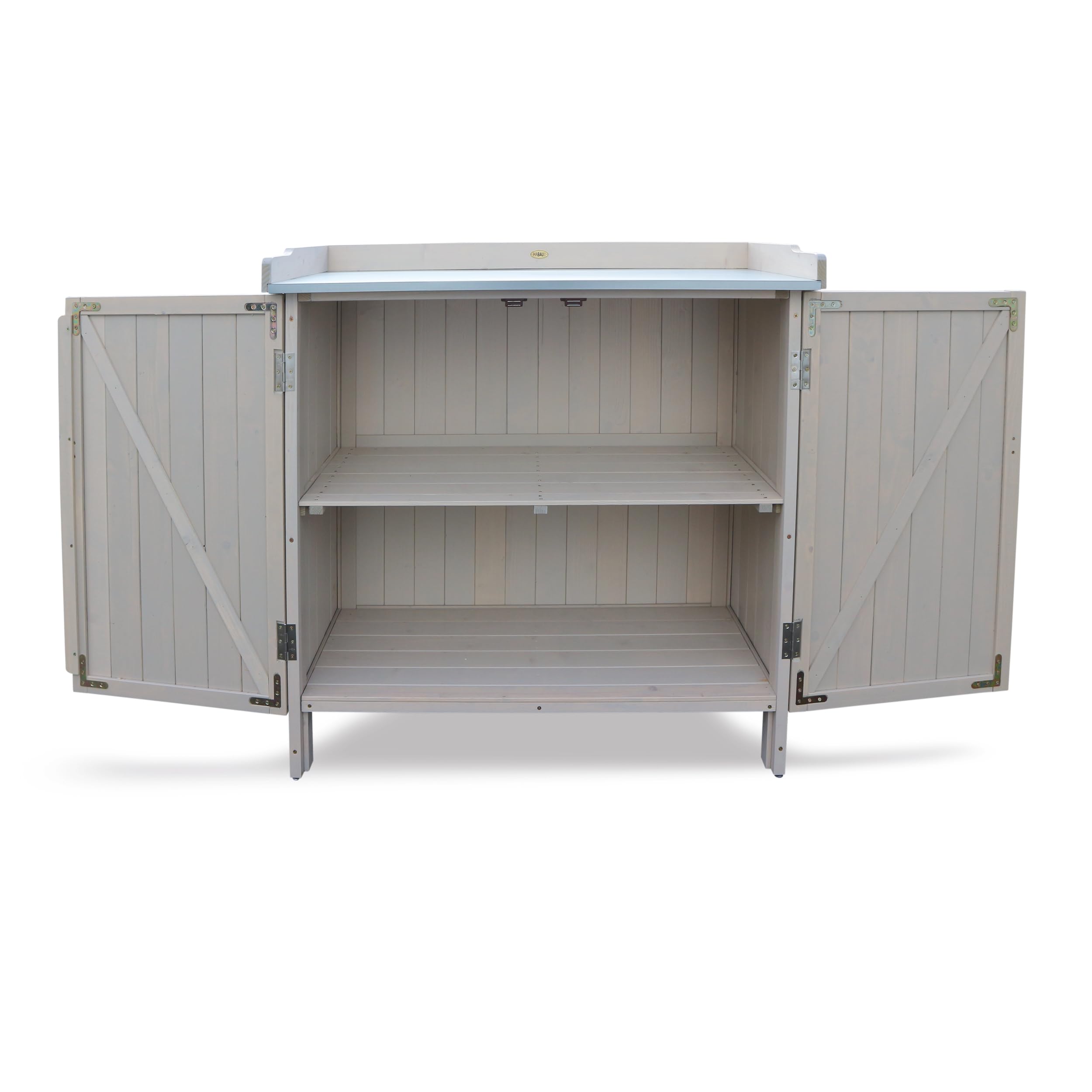 HABAU Gartenschrank Lino mit integriertem Pflanztisch wetterfest lasiert Holz 98 x 48 x 95 cm