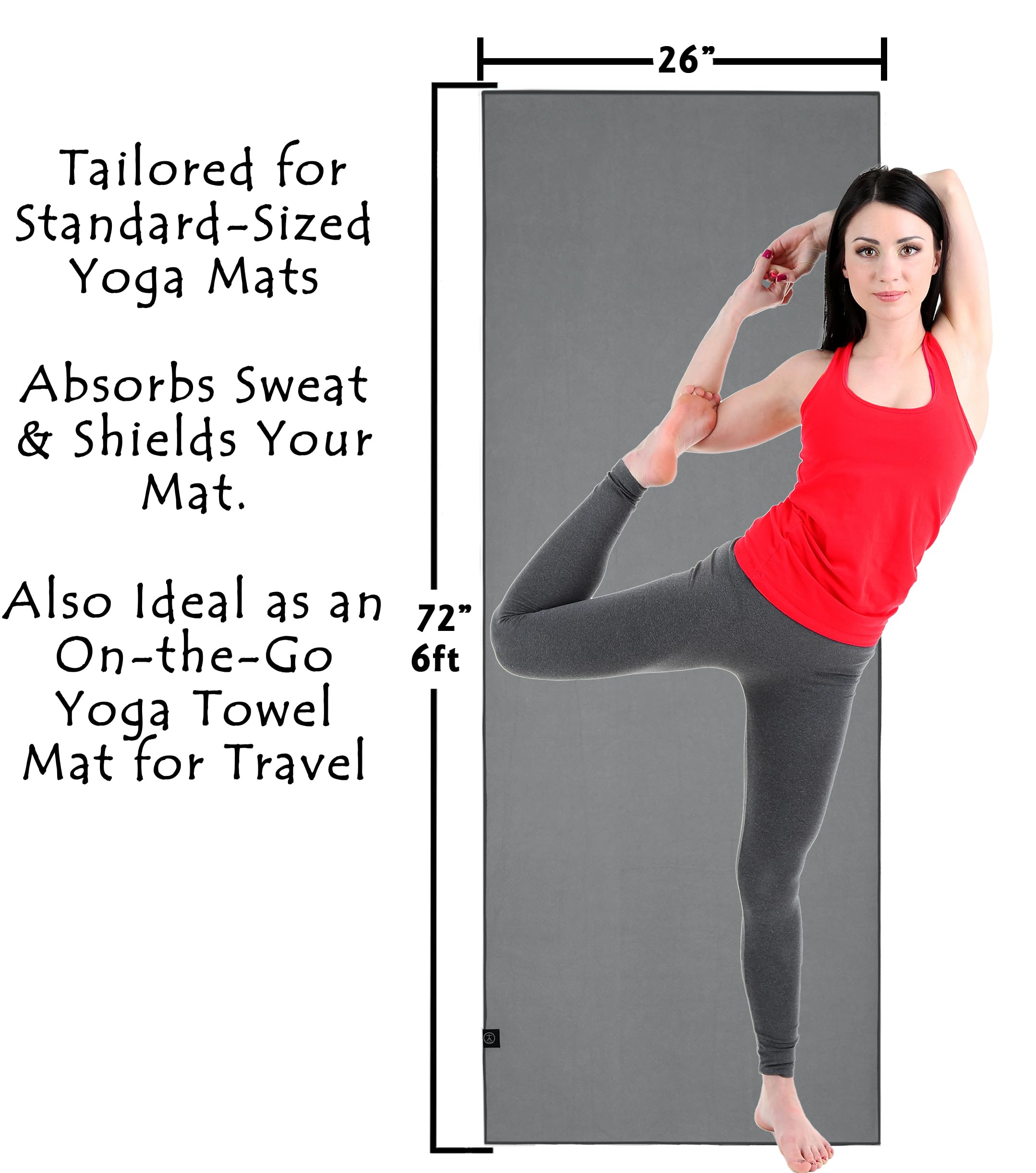 Tatago Toalla de yoga caliente antideslizante para yoga caliente (tapetes de 72-84 pulgadas). Nuestra toalla de yoga caliente antideslizante de silicona y mezcla de microfibra absorbente te da más