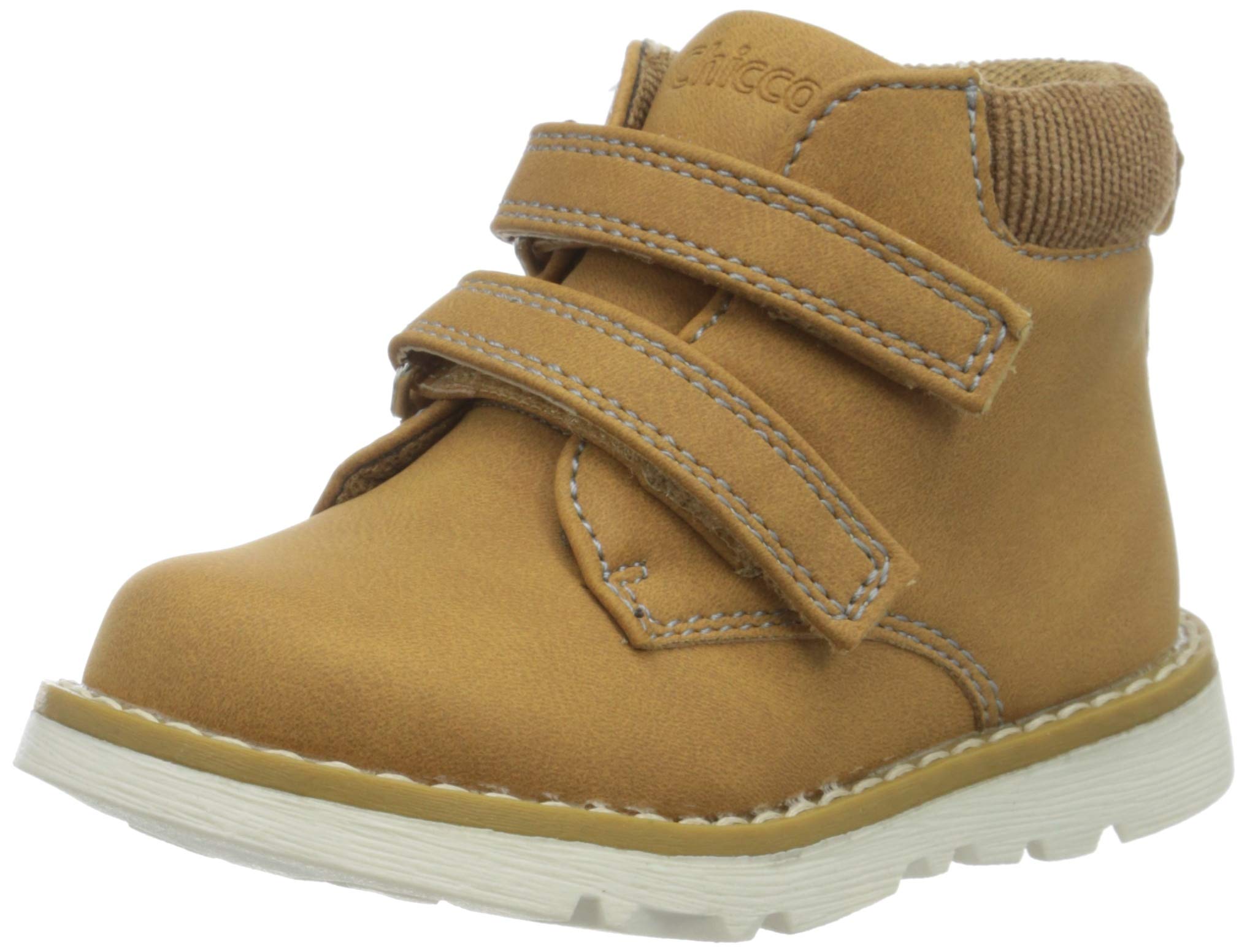 Chicco, Baby Boots with Double Velcro, Comfortable, Flexible and Breathable Ankle Boots, Ideal for Autumn and Winter, Baby and Boy Shoes Ochre (1), 21, Designed in Italy, Ochre 1, 21 EU