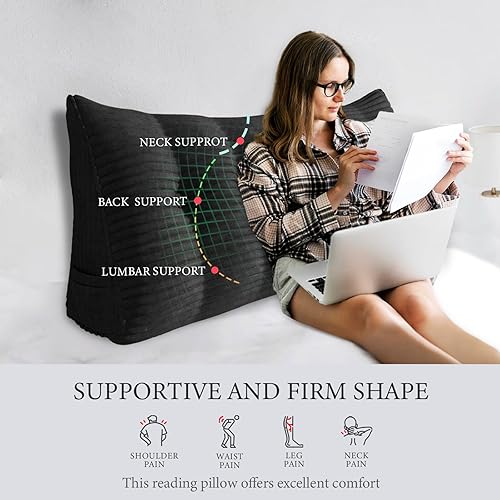 Miniatura 2 de BNCKTRD Almohada de lectura triangular XXL con cabecera de cuña, almohada extra grande de apoyo de espalda para sentarse en la cama, sofá cama,
