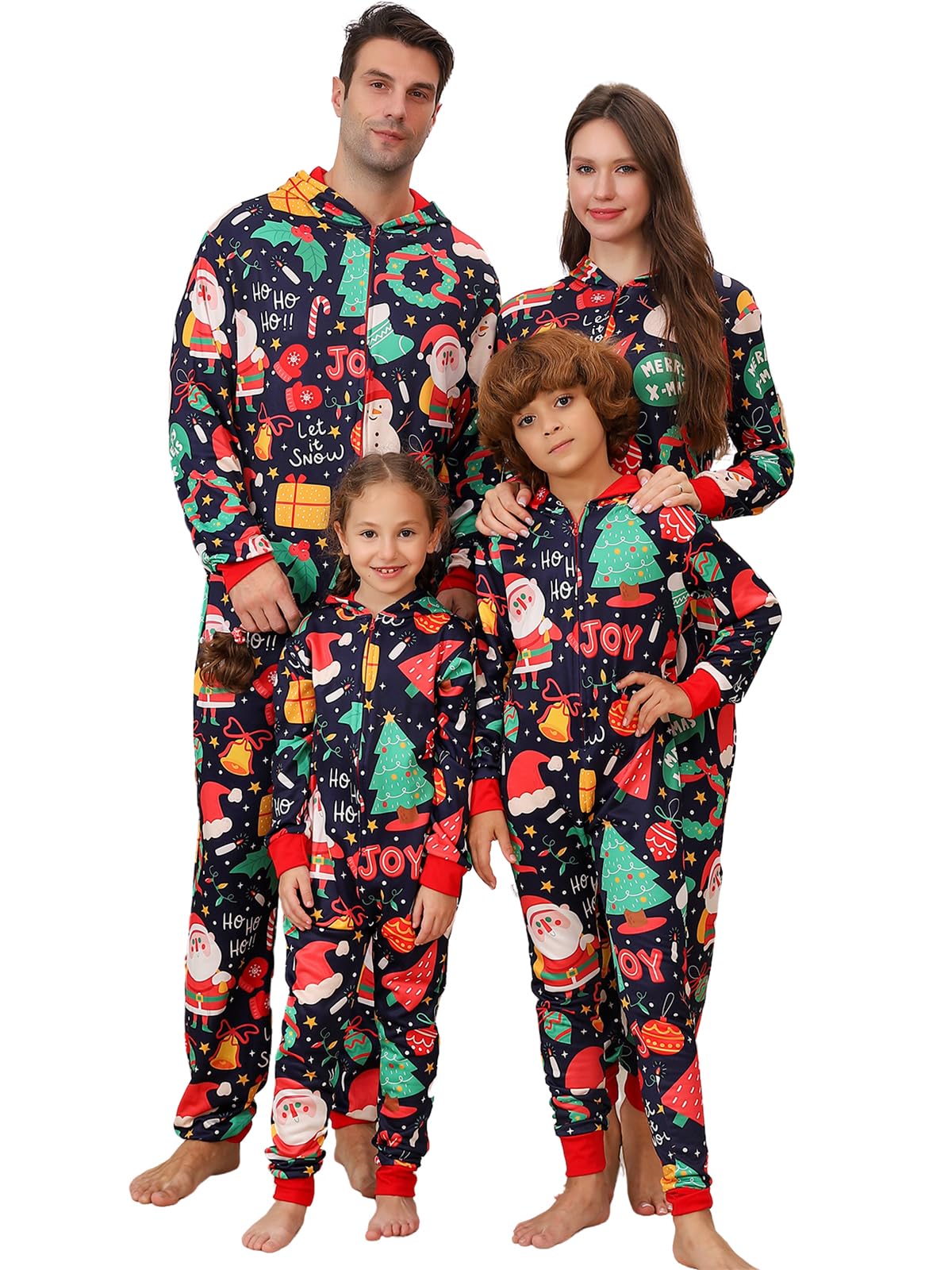 Family Matching Christmas Onesie Pajamas, Hooded One Piece Xmas Pajamas Onesie Adult Pajama Sleepwear
