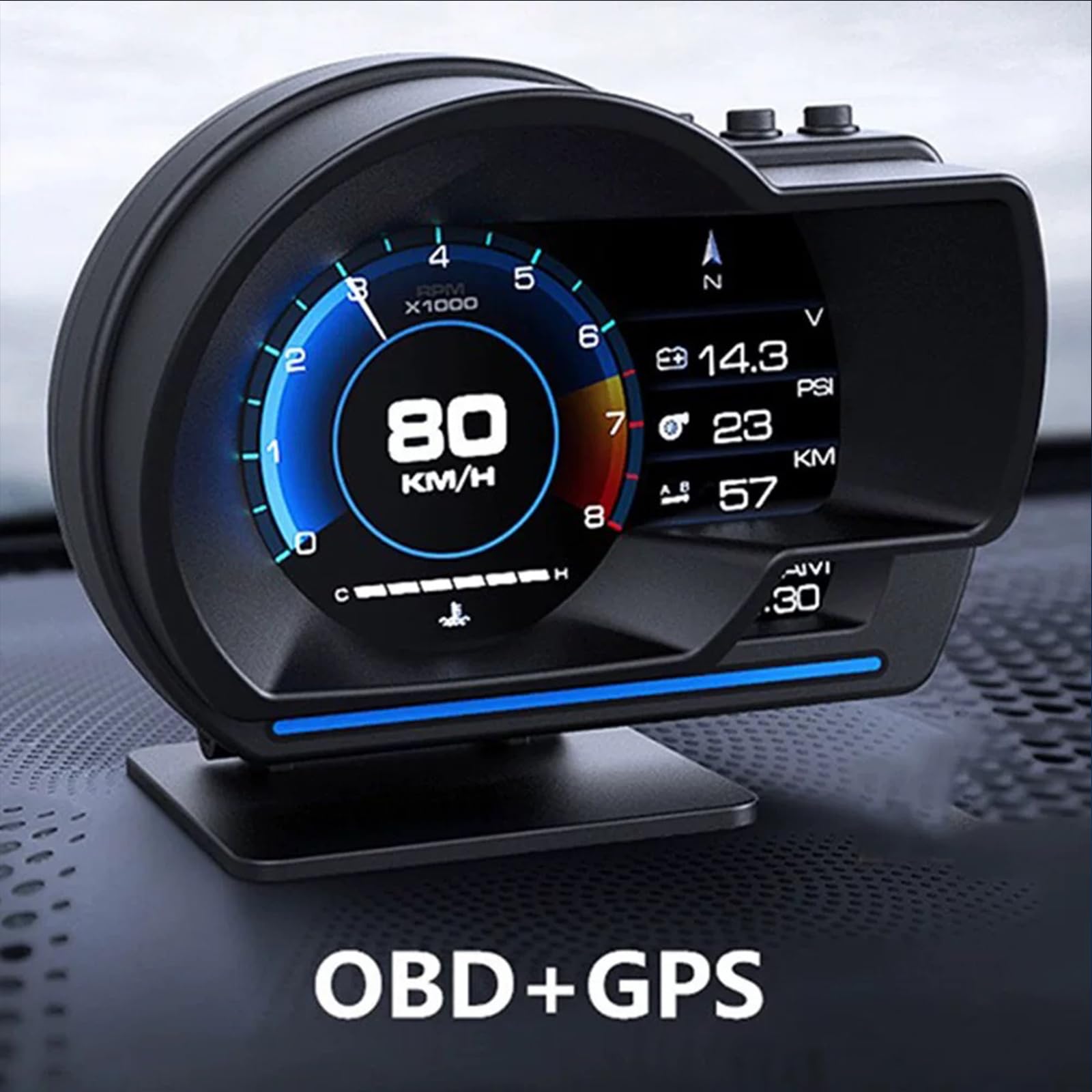 Geloo Head Up Display OBD2+GPS Indicador de Doble Sistema Smart Car HUD Digital Velocímetro Cuentakilómetros Aviso de Exceso de Velocidad Alarma de Temperatura de Aceite
