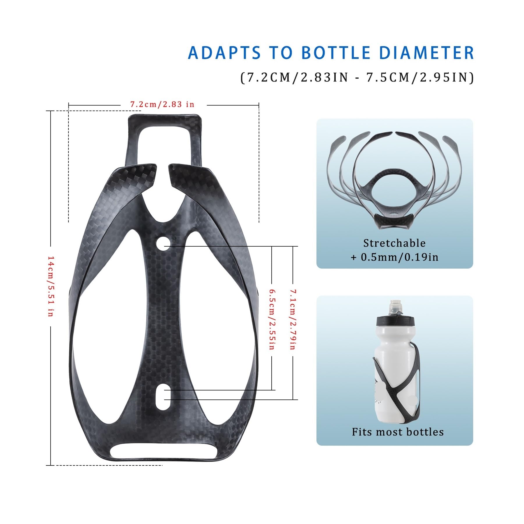 Portabidón de Fibra Carbono Negro Mate for Bicicletas Varios Tipos