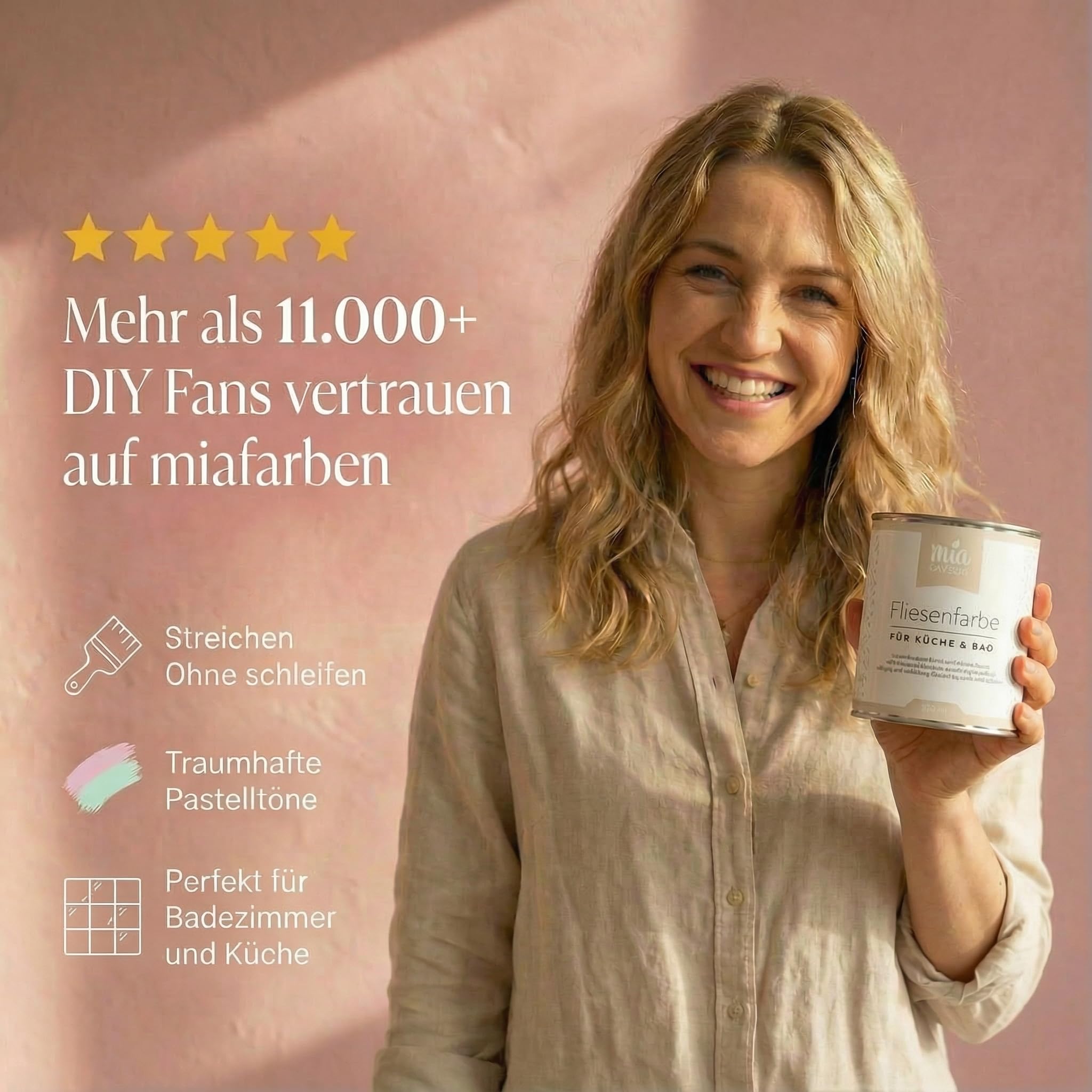 Fliesenfarbe ohne Schleifen – Fliesenlack für Wand & Boden – Bad & Küche – hochdeckend, matt, wasserbasiert, für Innen (Traumhaftes Weiss, 750ml)