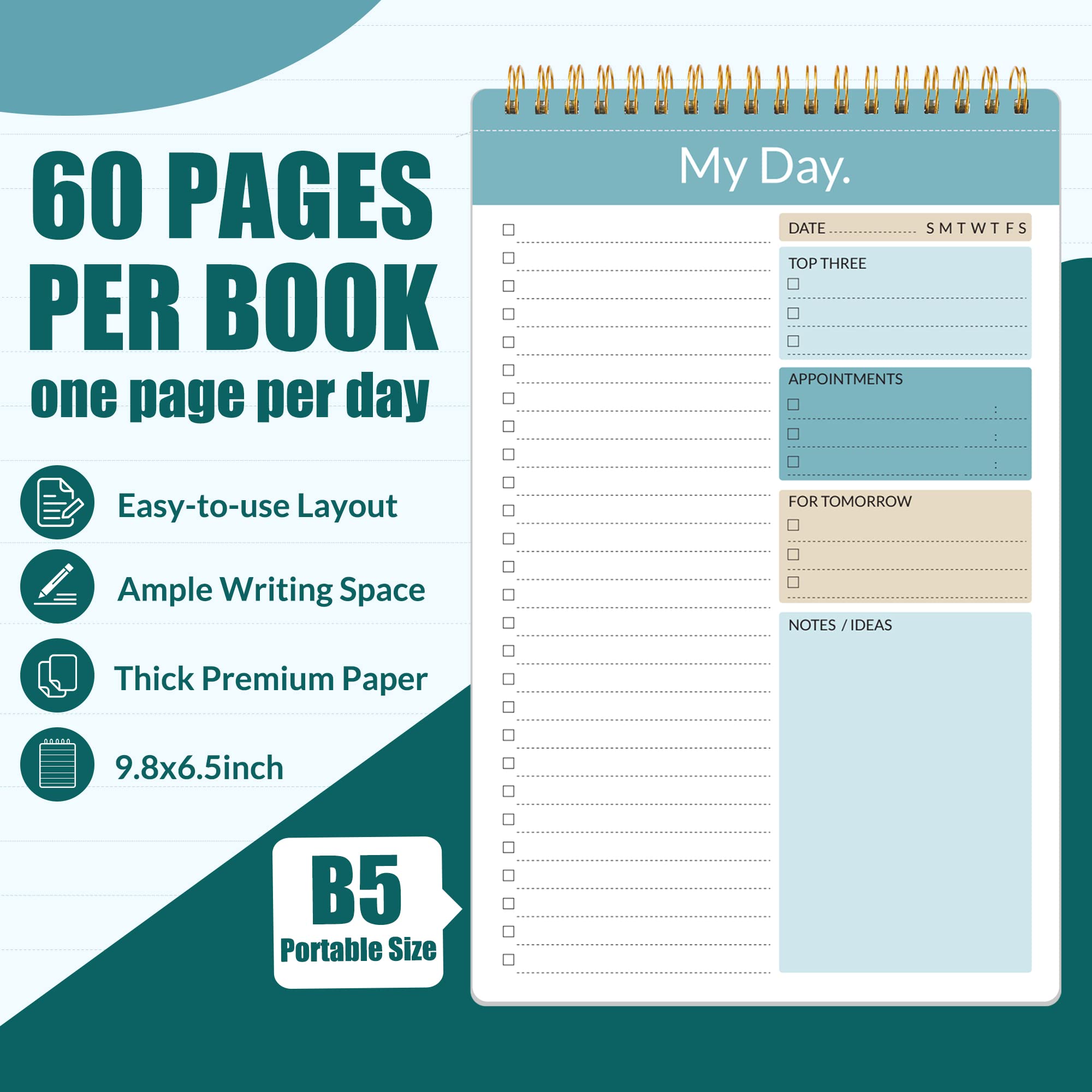 Snapklik.com : SUNEE To Do List Notepad - 6 Pack Daily Task Planner Pad ...