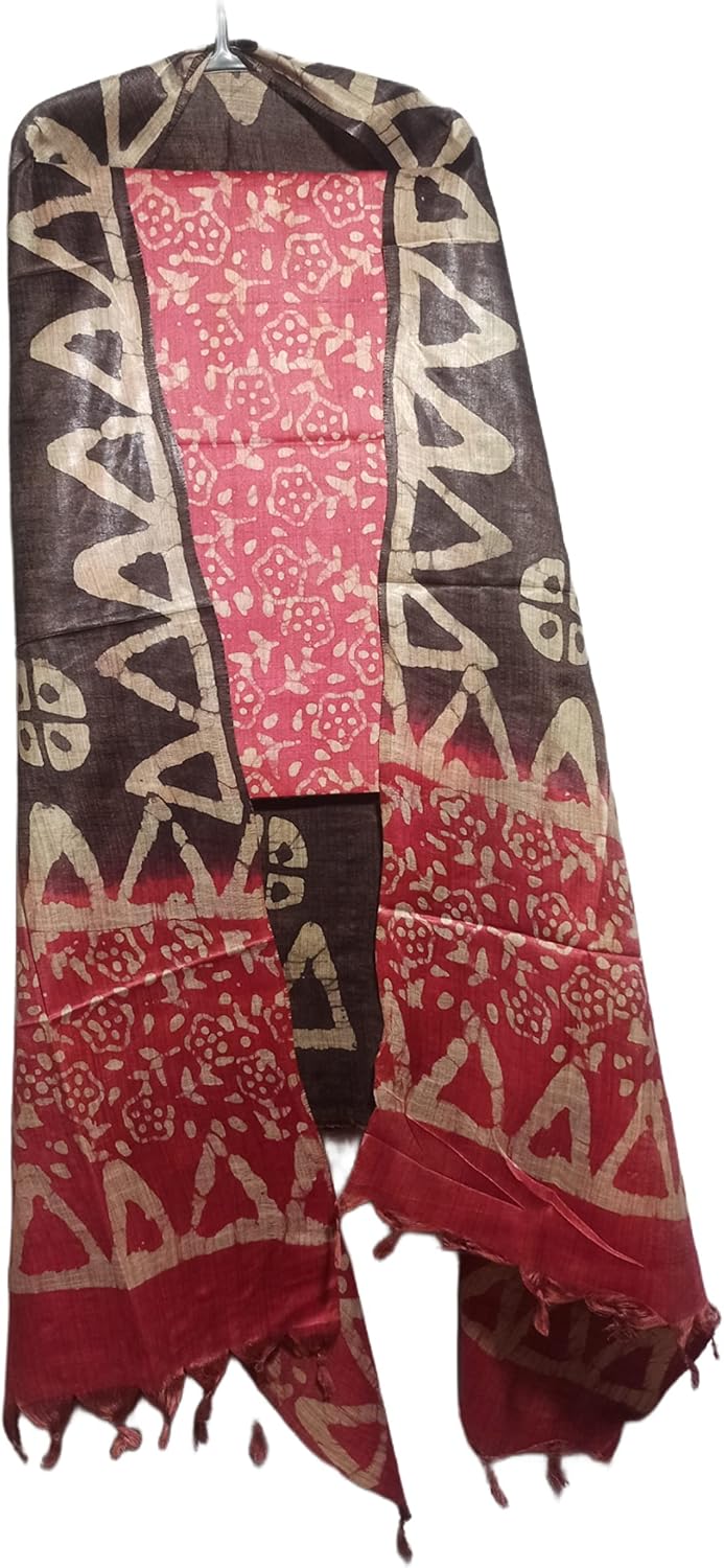 STB-SILK TEXTILES BHAGALPUR Women's Bhagalpuri Cotton Silk Batik Print Unstitched Salwar Suit Dress Material With Dupatta | Women's Dress Material For Girls