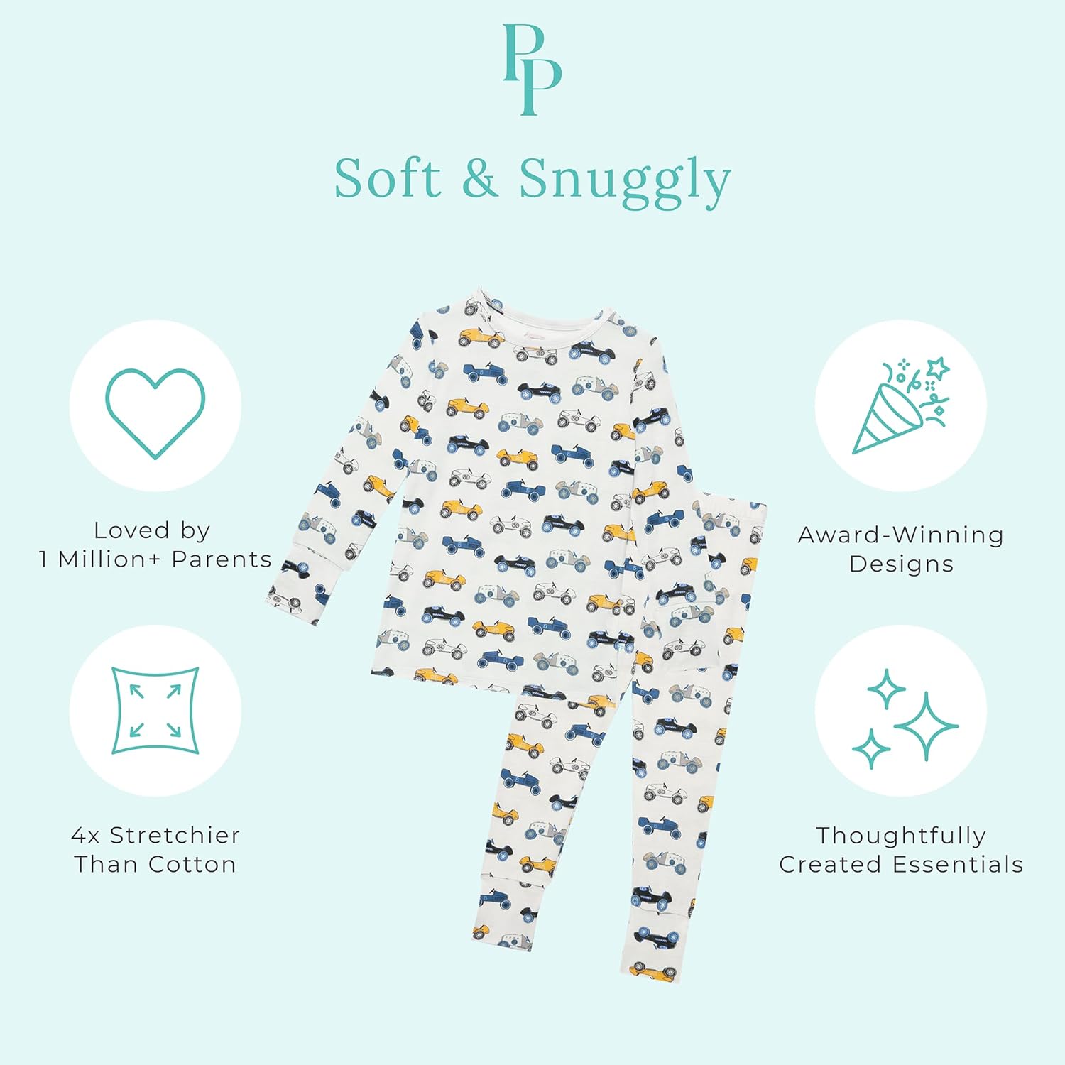 Posh Peanut Boys Pajamas - PJs for Kids Made of Soft Viscose from Bamboo, Long Sleeve Toddler PJs & Matching Boys Pajama Sets