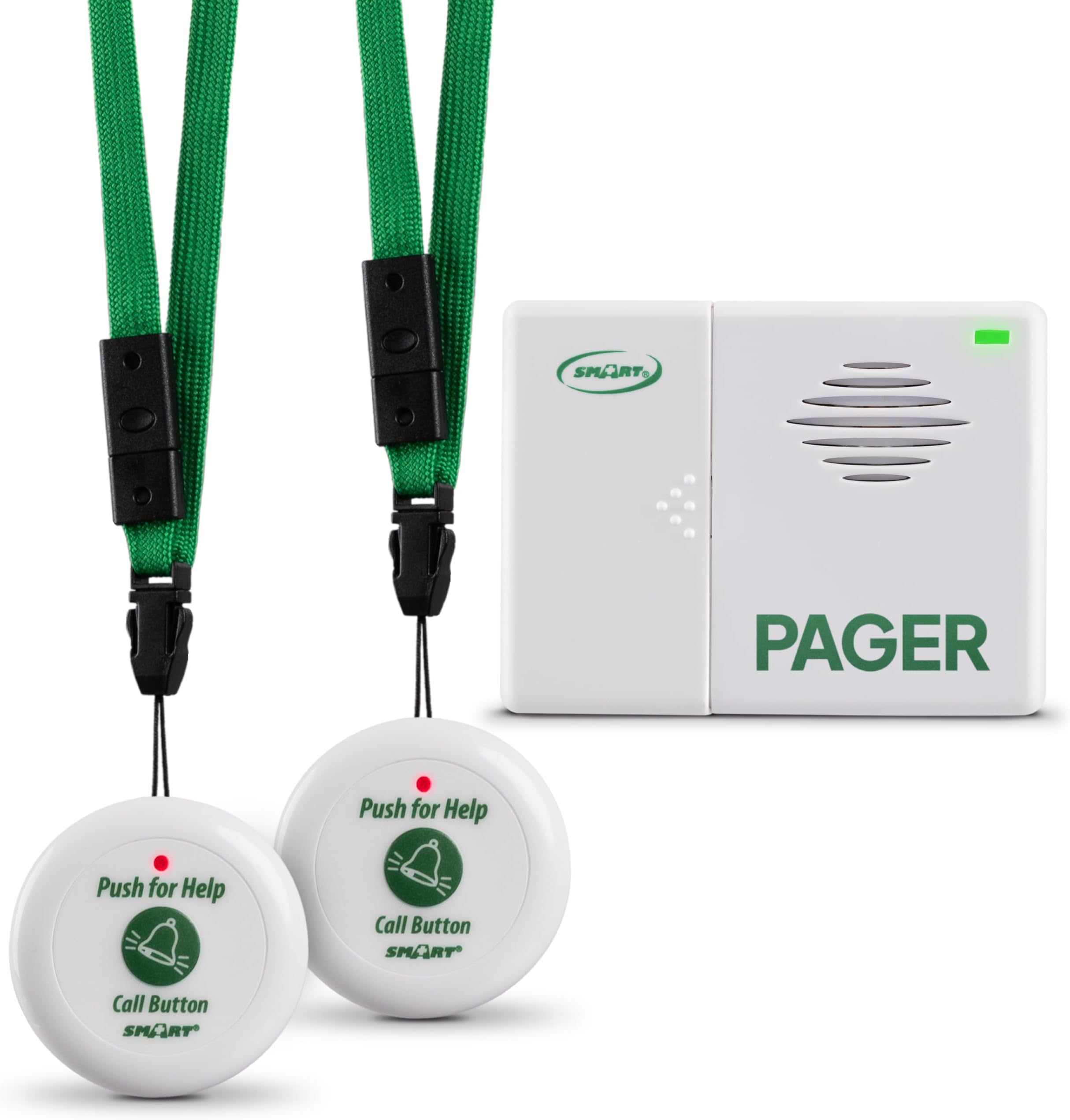 Smart Caregiver Pager System with 2 Call Buttons for Elderly Assistance, Fall Prevention, and Nurse Calling | Wearable Wireless Pager for Patient Help at Home | USA-Based Company and Customer Support