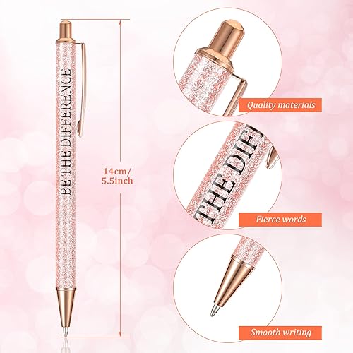 Miniatura 10 de Bolígrafo inspirador con purpurina y mensajes motivacionales 12 unidades con frases brillantes inspirador de metal con tinta negra estilo inspirador