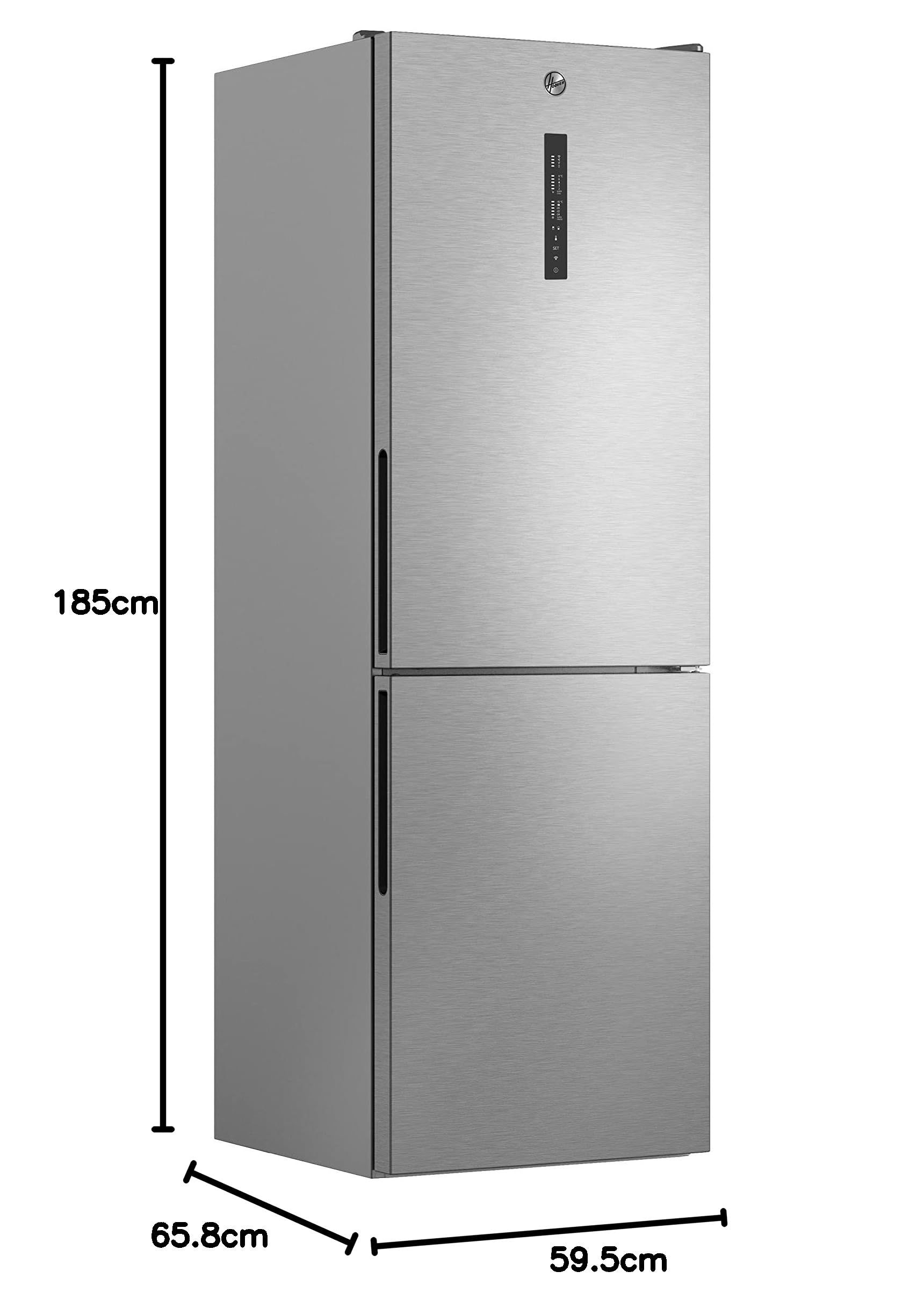Hoover HOCE7618DX 2D Kühl-Gefrier-Kombination/Freistehend/Total No Frost/WiFi Connected & Smart hOn–App/Externes elektronisches Display/Inox Look