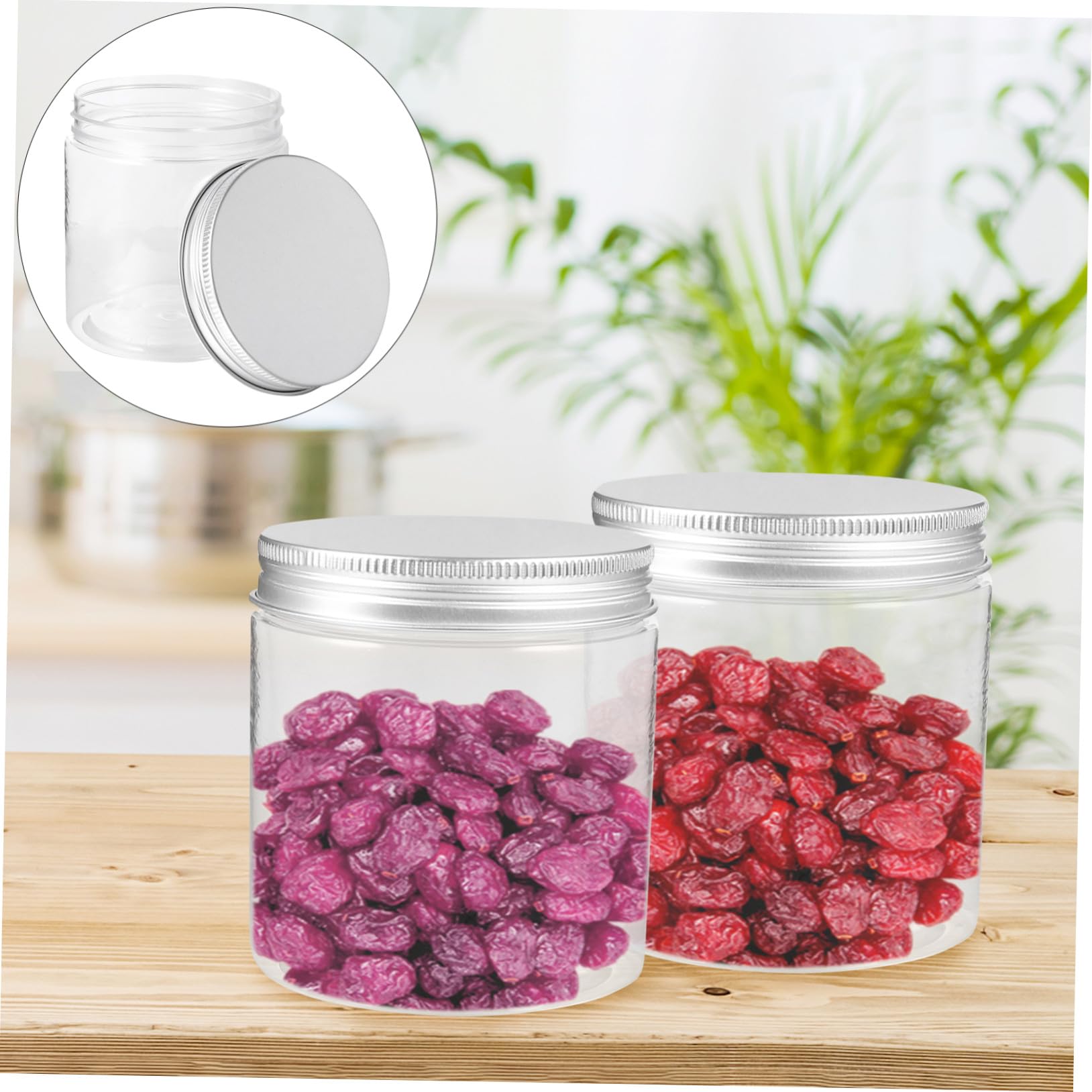 Mipcase 12 Piezas Frascos de Plástico para Almacenar Contenedor de Alimentos de Tapa de Aluminio para Cocina para Contenedor de Alimentos Secos