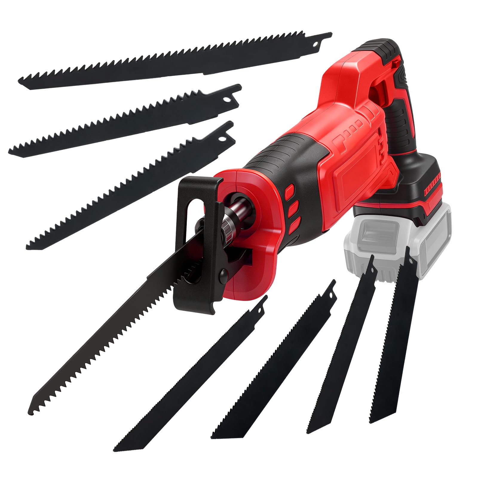 Roadtime Scie Sabre Sans Fil pour Milwaukee 18V batteries (sans batterie), Scie alternative moteur sans balais 3200 SPM,Changement de Lame sans Outil,Avec 8 Lames pour Coupe de Bois, Branches, Métal