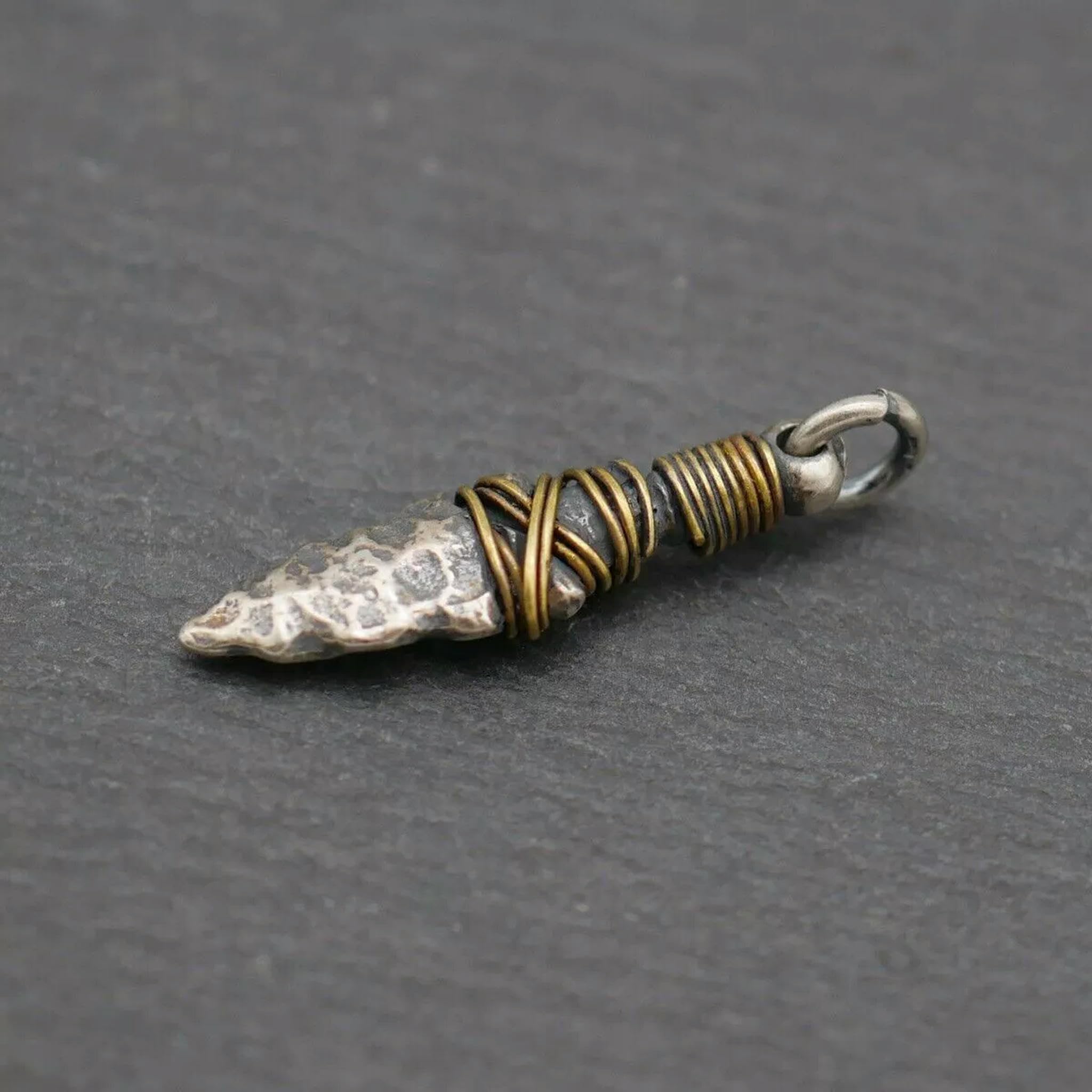 Couteau en silex pendentif argent sterling poignard rétro vintage A2465