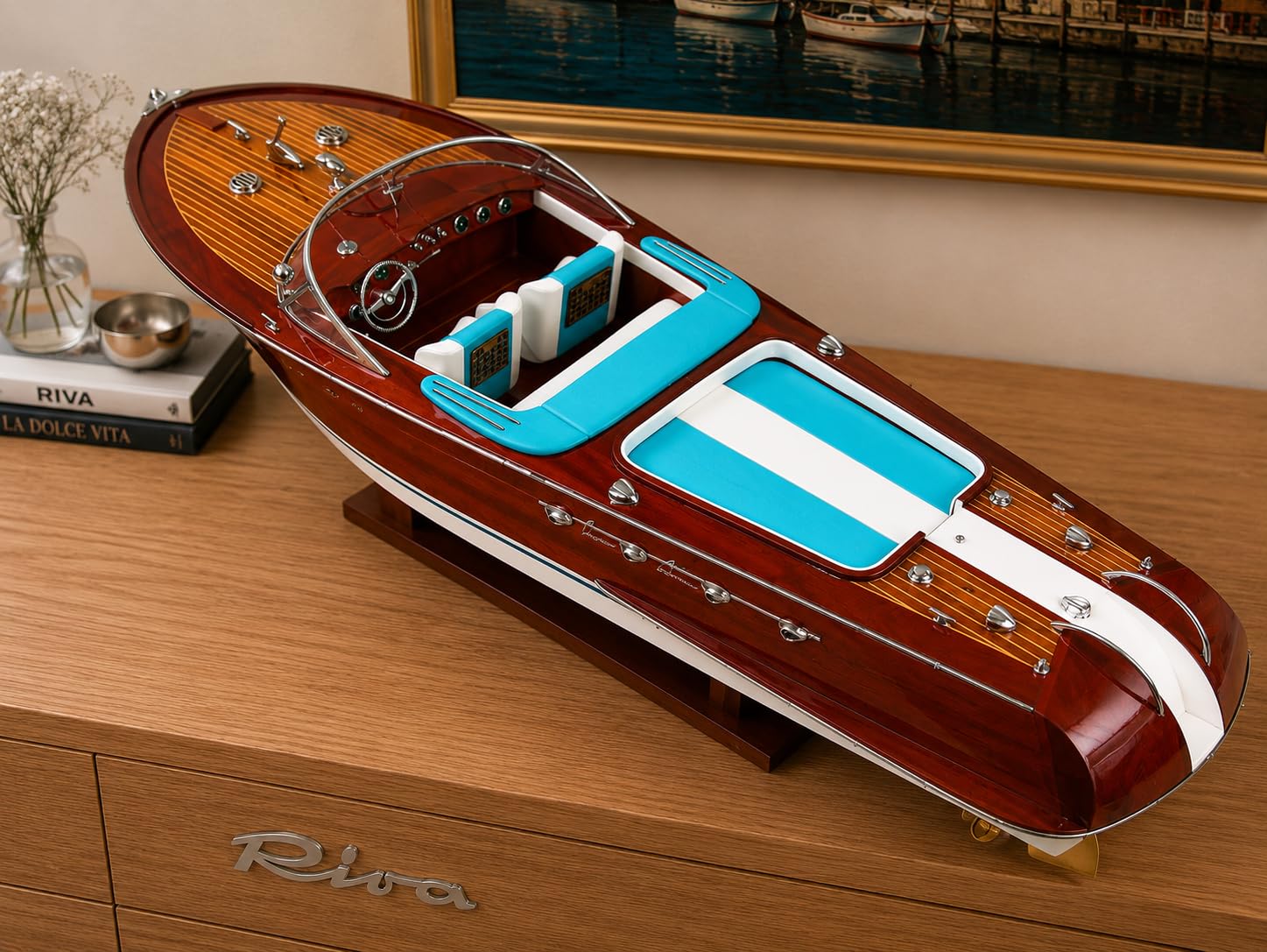 Générique maquette bateau riva aquarama 55 cm bois modelisme