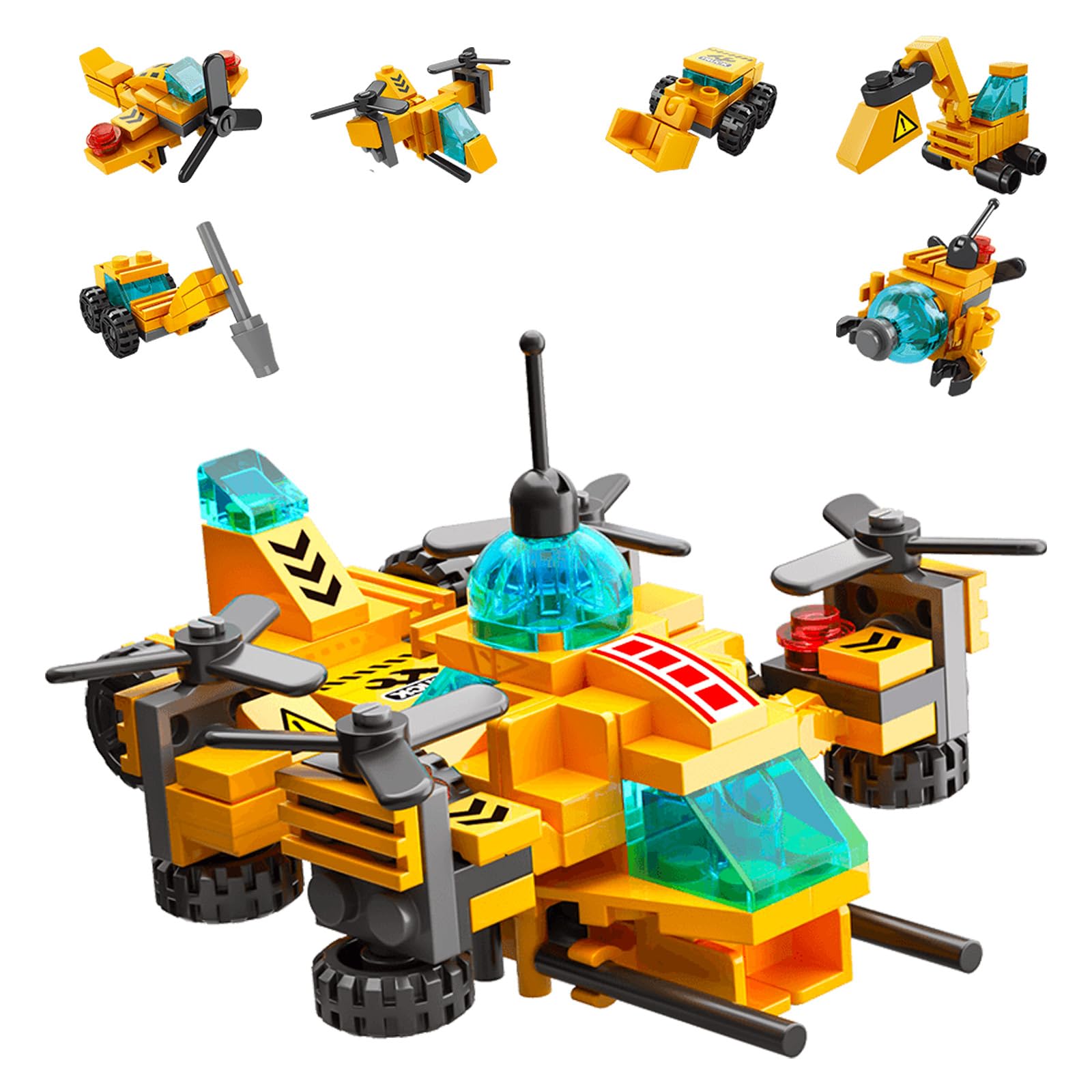 136-Piece Urban Engineering Building Blocks Set - Build 7 Cool Models: Construction Airplane, Vehicles, Submarine & More | STEM Toys for Kids Ages 6-12 | Creative Gift for Boys & Girls