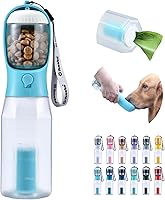 Vista 18 de Botella de agua para perros con contenedor de alimentos y soporte para bolsa de excrementos, cuenco de agua de viaje, dispensador portátil