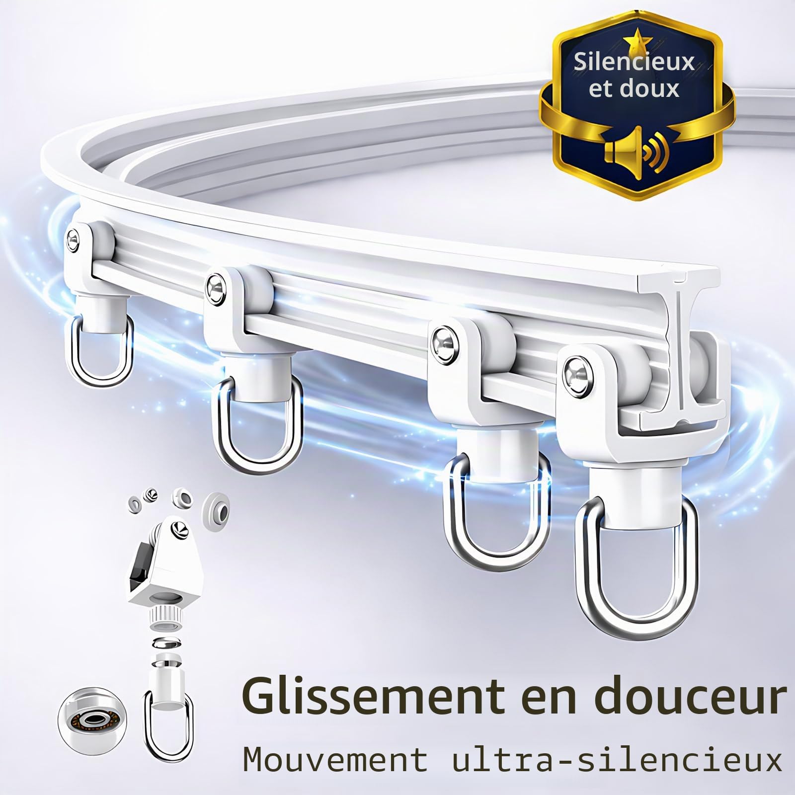 JILRON Rideau séparateur de pièce, montage au plafond avec rails, séparateur de pièce pour protection de vue flexible (jaune clair - H213 x B270 cm)