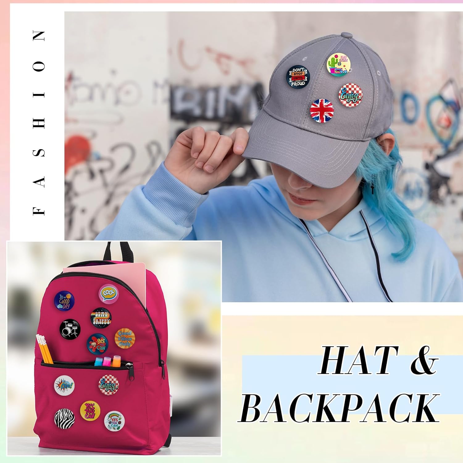 Kigeli 80's Buttons Pins 1 Inch/ 25 mm Retro Punk Button Pin Slogans Sayings Pinback for Backpacks Bags Hats Jeans - Image 3