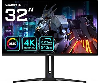 Gigabyte Aorus FO32U2 32 Inch OLED Gaming Monitor - 3840 x 2160 (UHD), 240Hz, 0.03ms, KVM, 250 cd/m², FreeSync Premium Pro, DisplayHDR True Black 400, HDMI 2.1