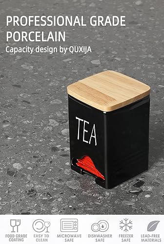 Miniatura 6 de Organizador de almacenamiento de bolsas de té de cerámica con tapa (negro)