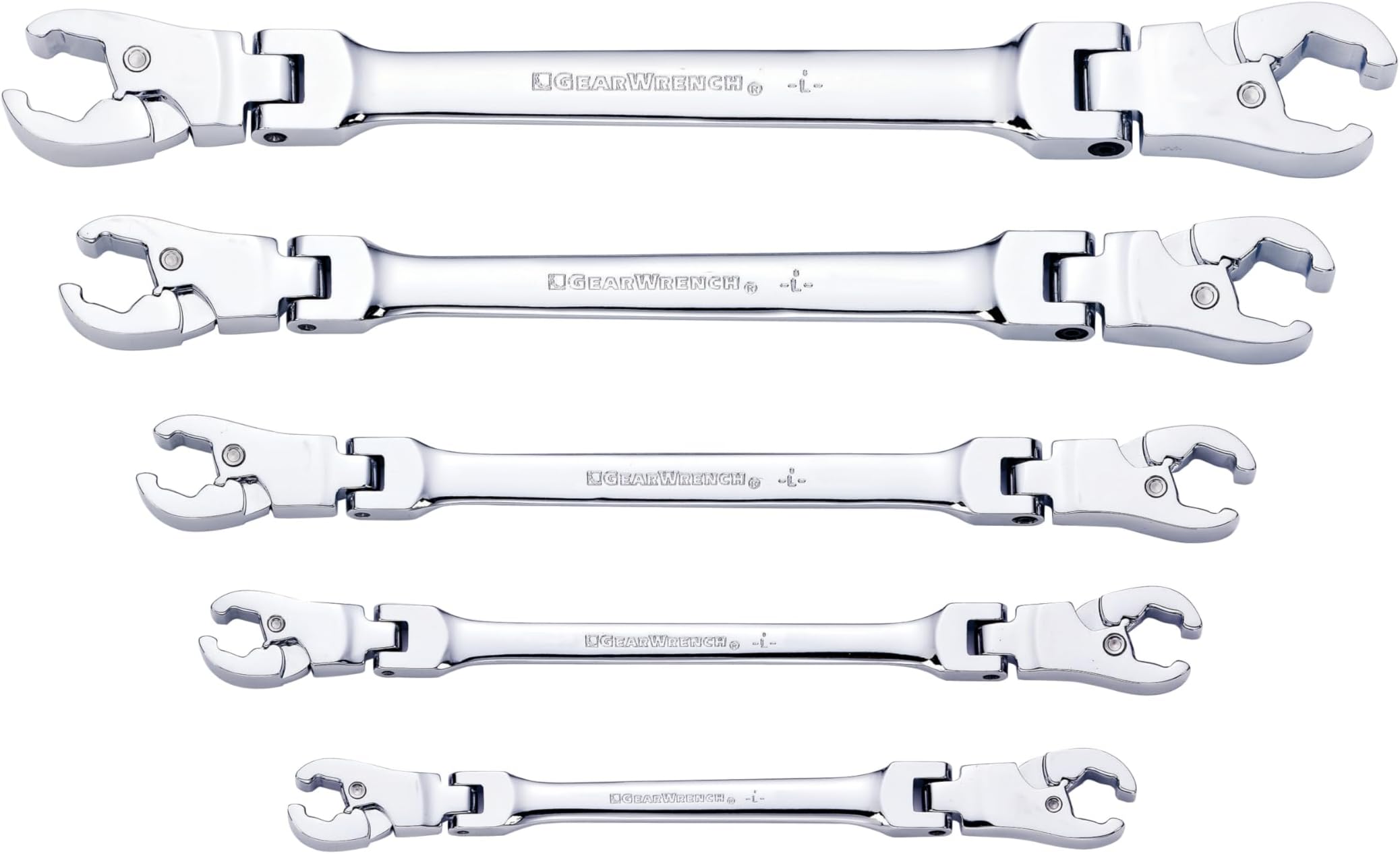 5 Pc. Ratcheting Flex Head Flare Nut Wrench Set, SAE - 89100