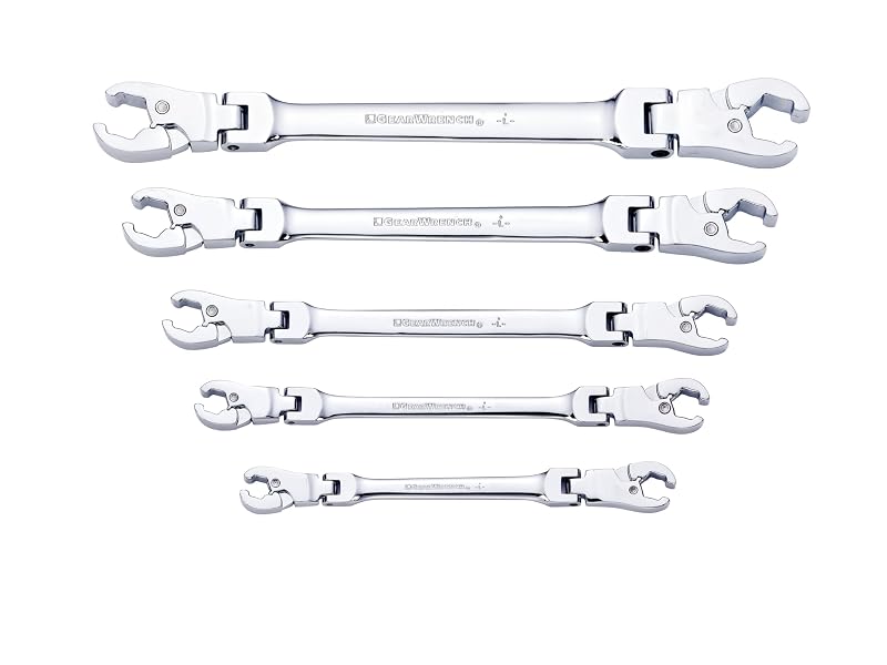 Jogo de Chaves para Porca de Tubo com Catraca e Cabeça Flexível GEARWRENCH SAE 89100, 5 Peças