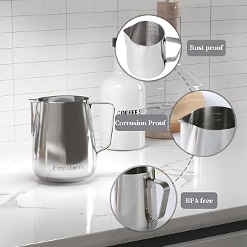 Empstorm Espresso Machine 20 Bar, 2 in 1 Espresso Maker with Milk Frother Steam Wand for Latte and Cappuccino& Milk Frothing Pitcher Steamer Cup Foam Making