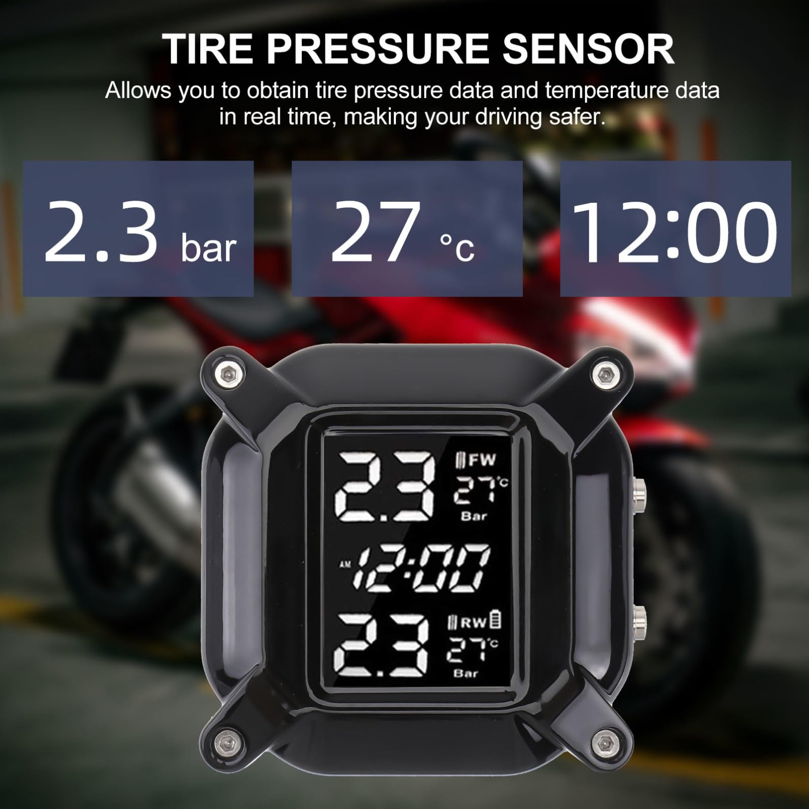 Hemobllo Monitor de Presión de Neumáticos Profesional para Moto y Coche Sensor de Presión en Real y Material Plástico Resistente