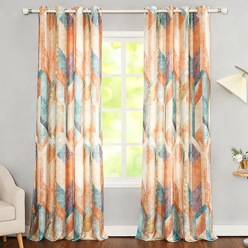 Miniatura 2 de Leeva Cortina de 50% oscurecimiento de habitación, cortina naranja extra ancha para sala de estar, 84 pulgadas de ancho, 1 pieza, cortina de ventana